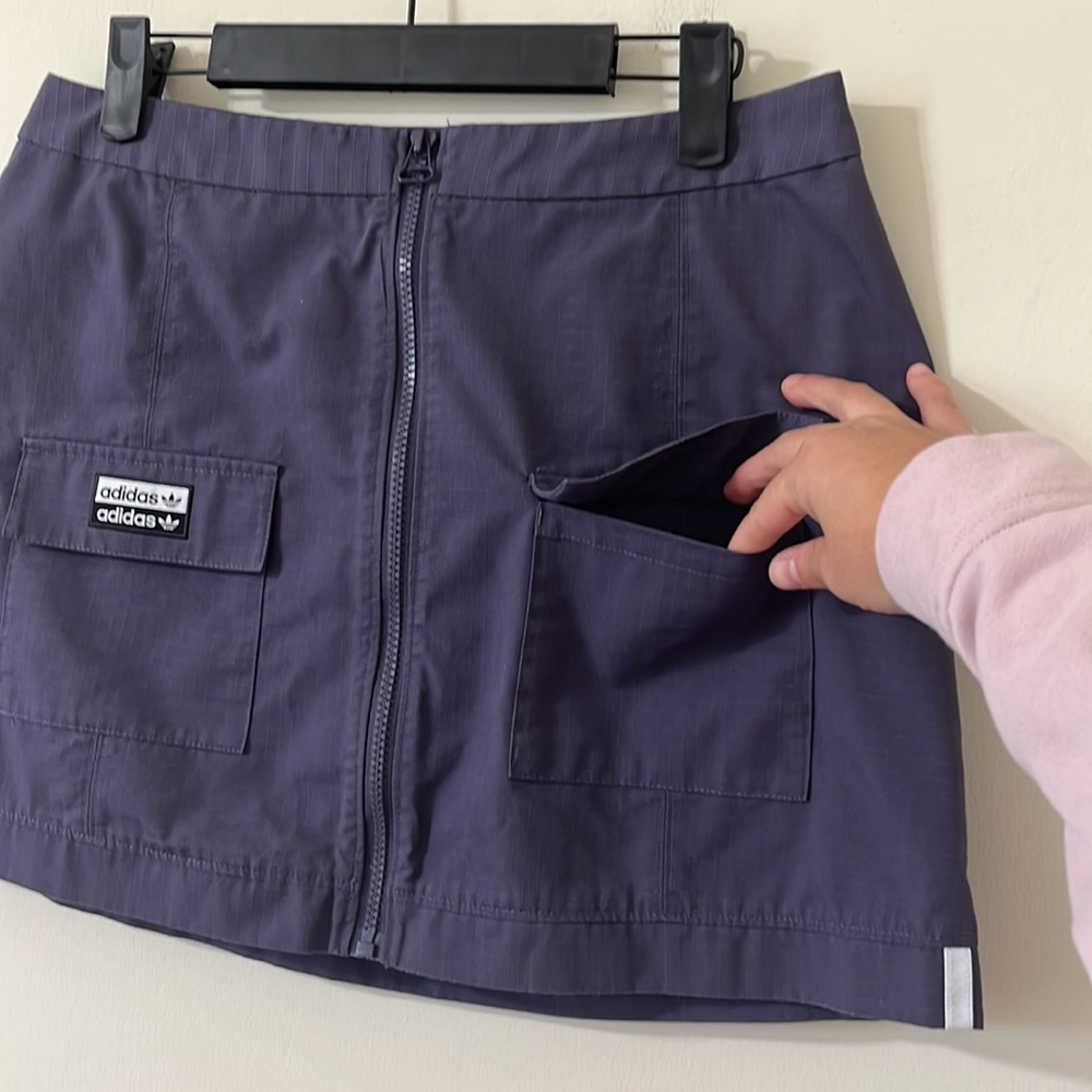 Adidas Originals Reveal Your Voice Ripstop Zip-Front Mini Skirt Purple Size M - Picture 5 of 10